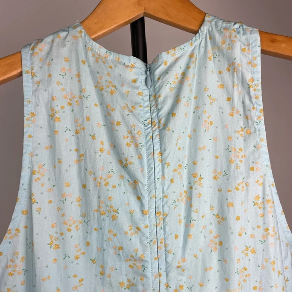 Ganni Blue Floral‎ Printed Cotton Poplin Sleeveless Twist-Front Midi Dress - Picture 14 of 15